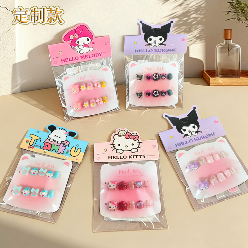 New Cute Cartoon Kitten Children's Nail Stickers for Little Girls, Jelly Gel Nail Art Stickers, Fake Nail Patches for Girls