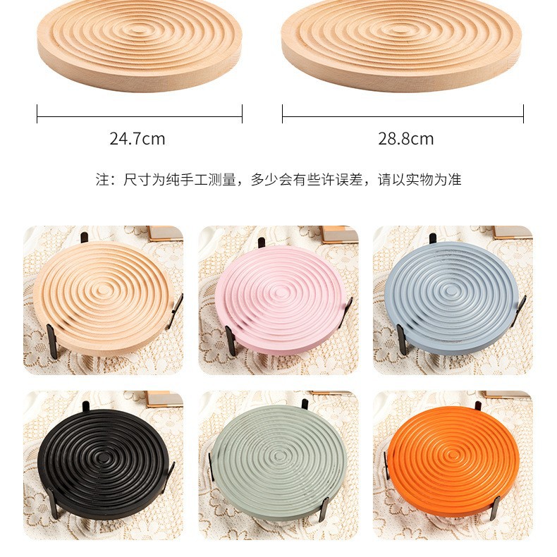 Plato redondo de madera para pan, plato para aperitivos de té de la tarde, plato decorativo para fotografía, plato para tartas con diseño de ondas de estilo nórdico, soporte para postres
