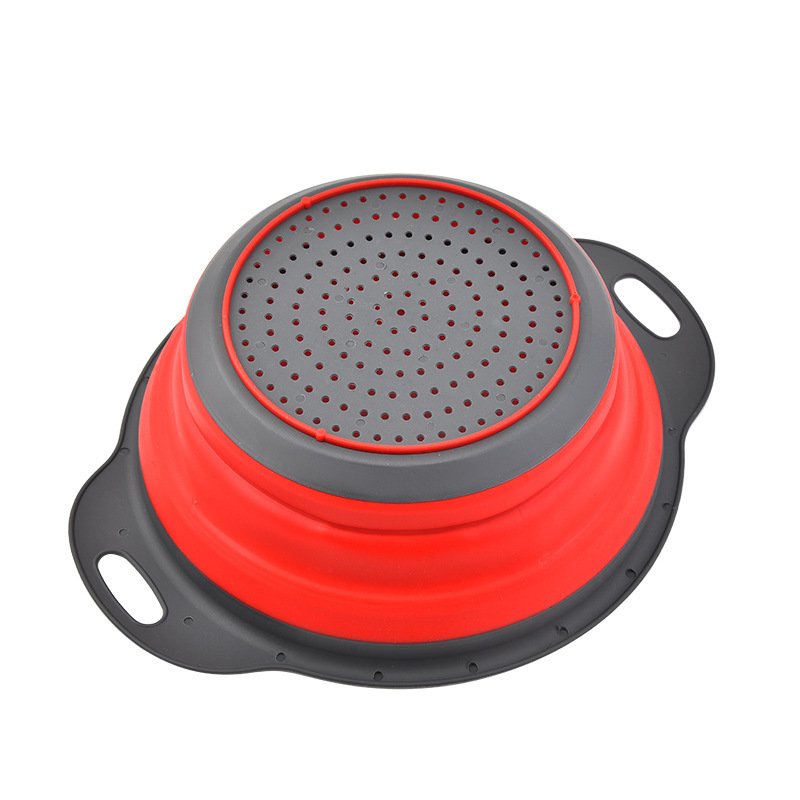 En stock multifuncional plegable redondo de la cesta de filtro de agua plegable de silicona cesta de filtro de agua plegable cesta de fruta de silicona retráctil