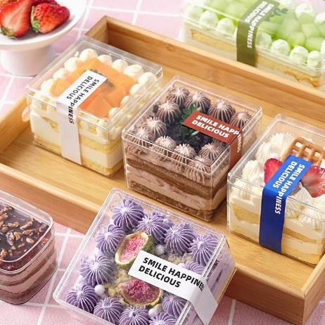 甜品烘焙豆乳打包盒透明千层一次性方形慕斯包装盒提拉米苏蛋糕盒