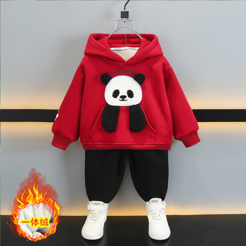 6661 ropa para niños más traje de terciopelo para niños otoño e invierno 2025 nuevo traje de dos piezas de suéter de invierno para bebés guapos para niños