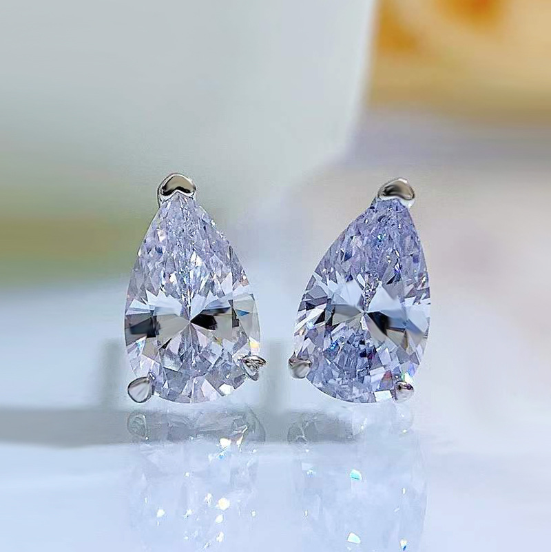 Ear Studs Classification 1 Pair 925 Sterling Silver Artificial Diamond Water Droplets Ear Studs