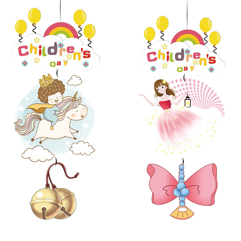 6,1 Día DE LOS NIÑOS jardín de infantes centro comercial decoración colgante pasillo decoración colgante flor tire 2022 decoración del Día de los niños tire bandera colgante