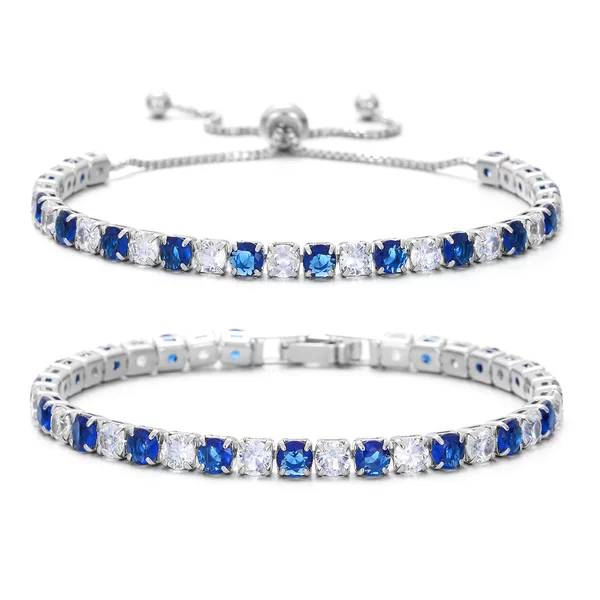 Cross-Border 4mm Round Zircon Single Row Full Diamond Adjustable Pull-Out Tennis Bracelet European and American Fashion Silver Jewelry Wholesale