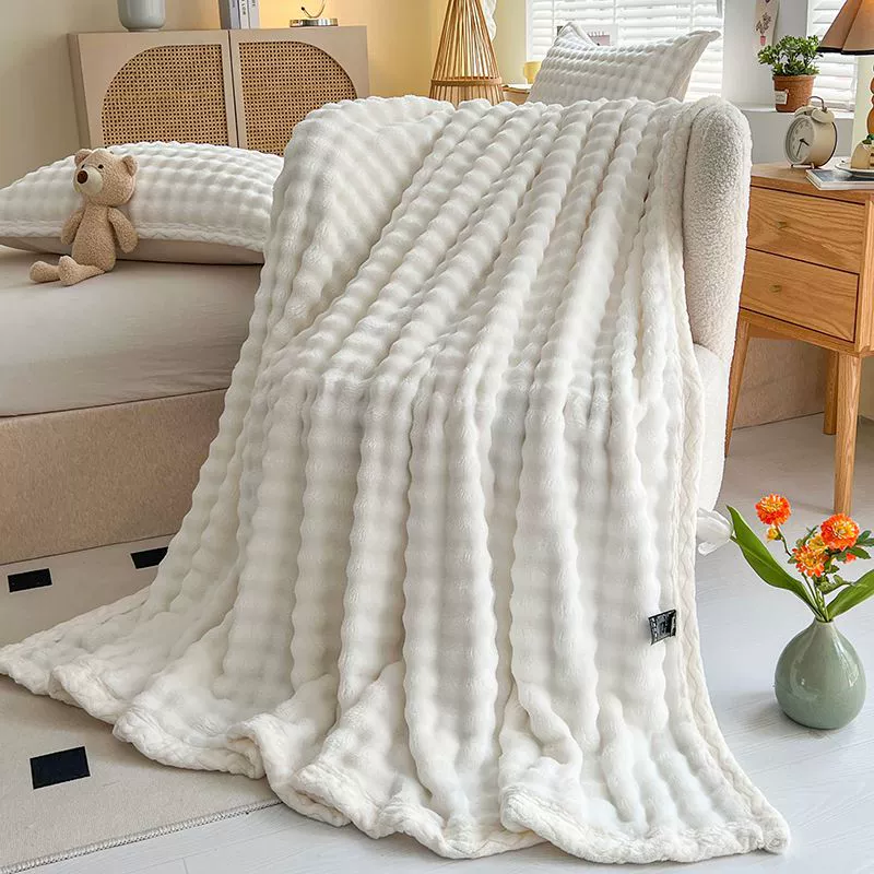 Новая 2024 imitation rabbit fur bubble plush blanket--край стиль