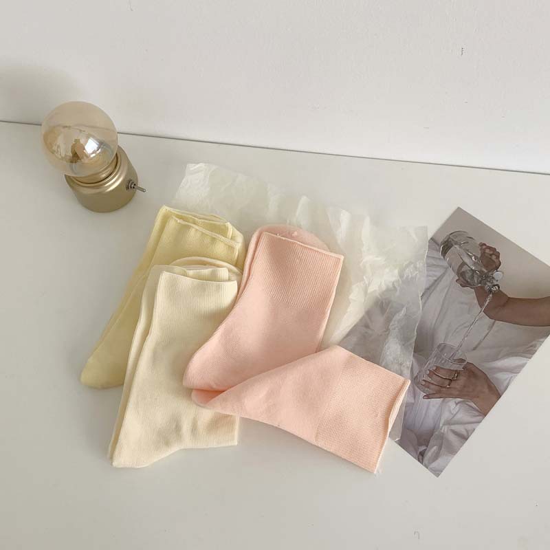 50g Weight Socks Classification Socks Lingerie Type Cotton Fabric Type A Pair Quantity Daily, Shopping Occasion Solid Color Pattern All Seasons Season Women's Gender Korean Style Style Women's Korean Style Solid Color Cotton Crew Socks A Pair 15