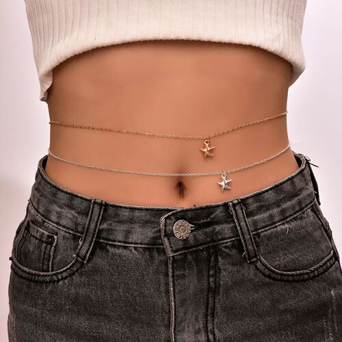 European and American Cross-border Popular Accessory, Fashionable and Simple Alloy Starfish Belt Chain, Summer Casual Sexy Waist Accessory