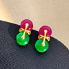 Design earrings, advanced green silver needle, fashionable brand accessory, high-quality style, wholesale