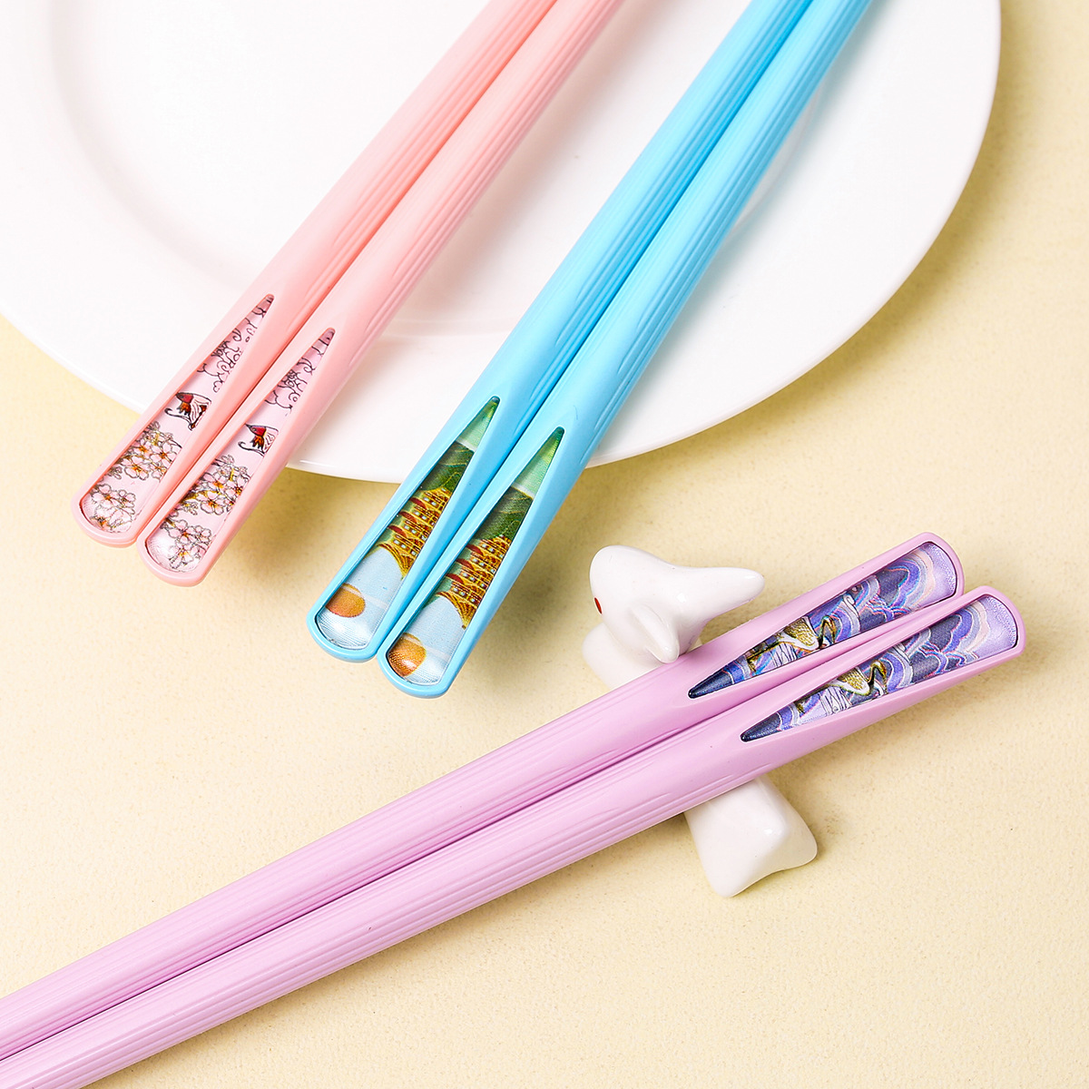 Palillos de aleación Macaron de alto aspecto palillos para compartir comida doméstica palillos para una persona pequeños palillos de uñas de moda nacional antideslizante fresca al por mayor