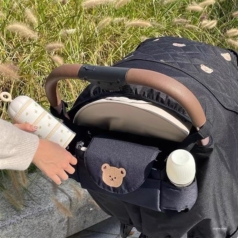 Korean ins baby stroller hanging bag cartoon bear storage bag children's car storage basket hanging bag baby walking artifact