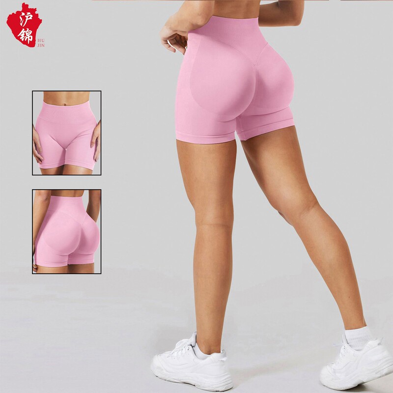 Cross-Border Seamless Sports Shorts, High-Waisted, Butt-Lifting, No Awkward Lines, Peach Butt, Gym Nylon 66 Yoga Pants