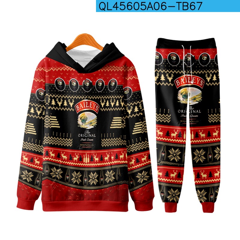 2022 New Men's Hooded Guard Suit Christmas Pattern 3D Print Loose Casual Sportswear