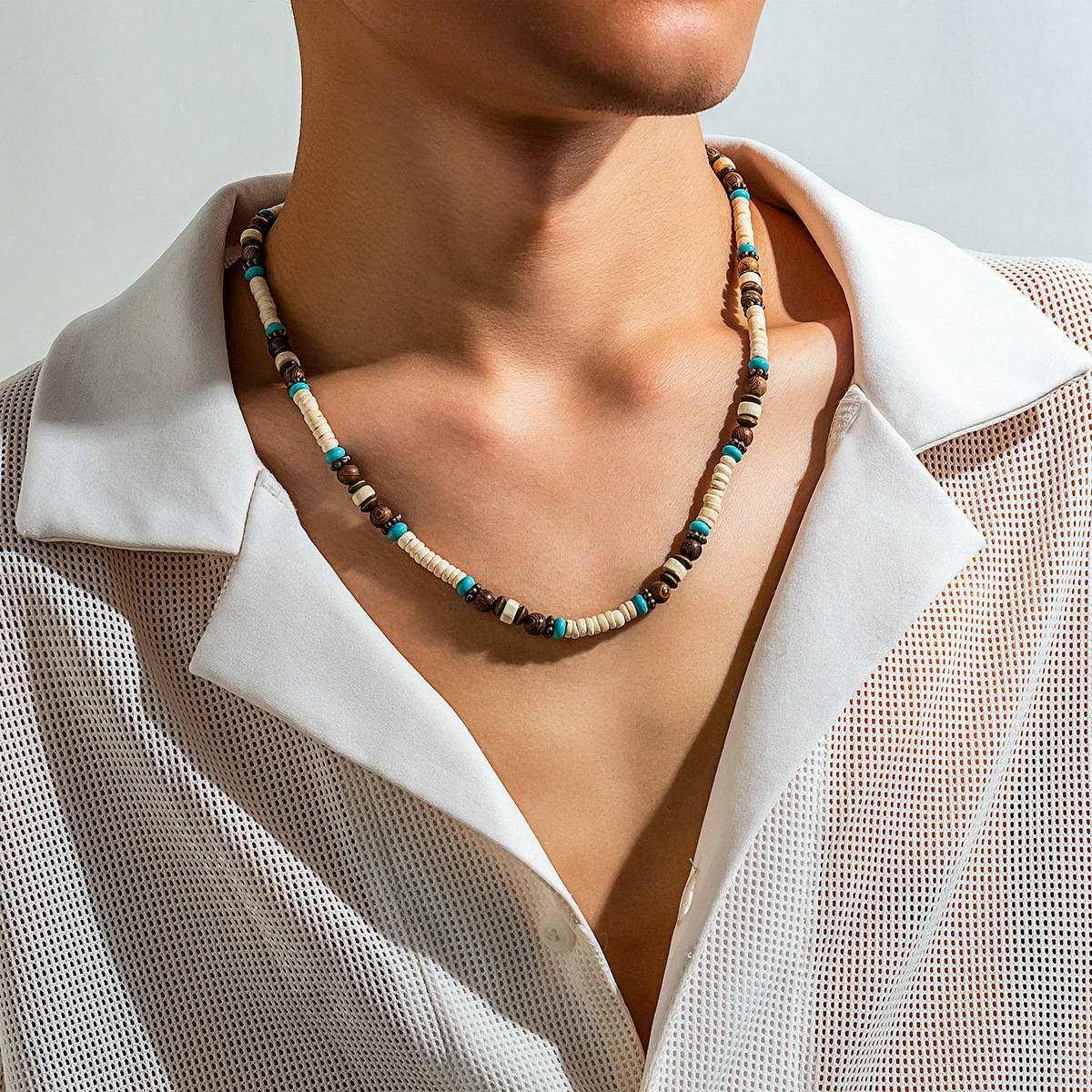 12g Weight Beads Pendant Material Necklace Classification Beads Chain Material 1 Piece Quantity Casual Occasion Wooden beads Material Geometric Pattern Men's Gender Beaded Design Basic Style Basic Geometric Wooden Beads Beaded Men's Necklace 4