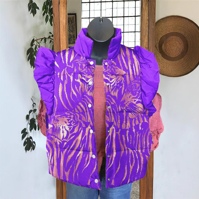 Cross-border New Jacket Lightweight Padded Vest Casual Jacket 3D Printed Pattern Women's Warm Sleeveless Vest