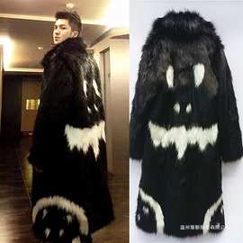 长款大衣男2022新款秋冬季仿狐狸毛皮草外套青年大码风衣男装外套