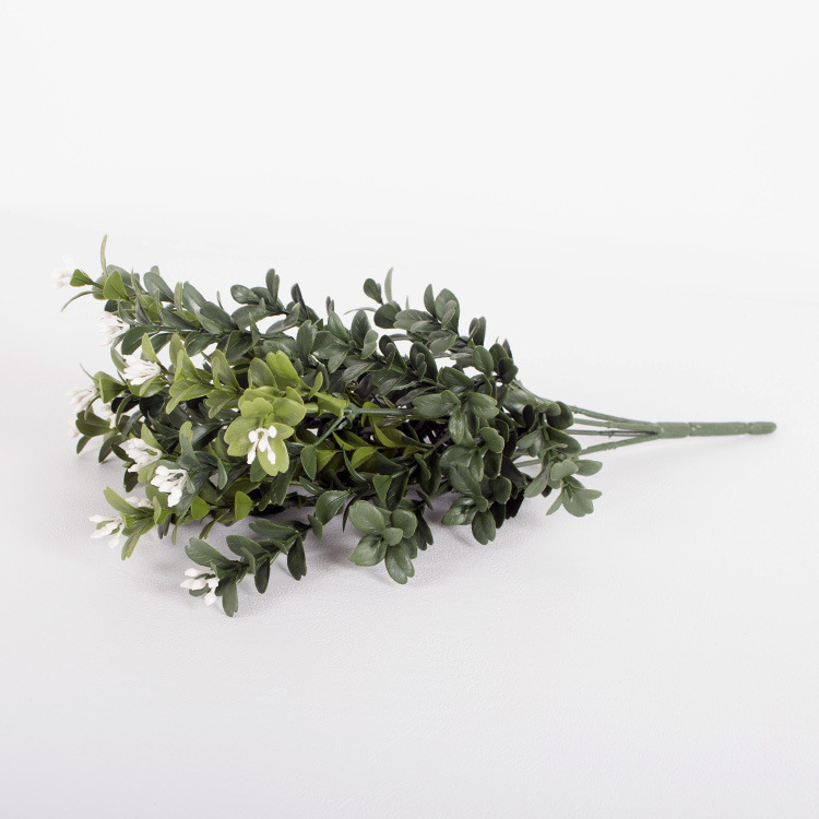 Plantas verdes falsas, decoración de paredes, hojas de plantas de simulación, arreglos florales de pared de fondo, 7 cabezas, lavanda de perilla