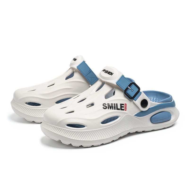 2025 nuevos zapatos con agujeros de suela gruesa para hombres en verano, eva antideslizante, conducción al aire libre, zapatillas Baotou