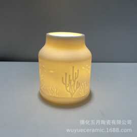 陶瓷海洋元素LED灯工艺品小夜灯桌面创意装饰陶瓷卧室玄关摆件