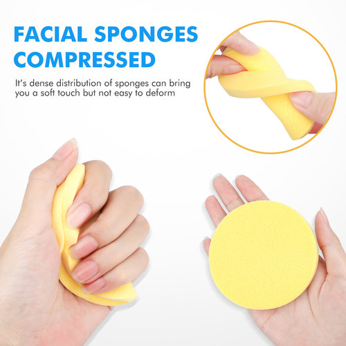 Cross-border factory compressed sponge strips makeup face wash powder puff facial cleansing sponge cake bucket 50 strips