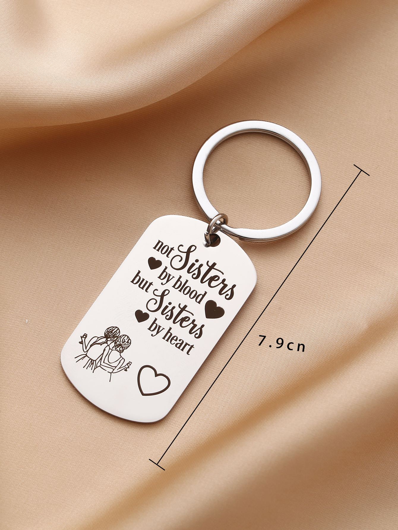 Popular stainless steel keychains from Europe and America for cross-border use as birthday and festival gifts for sisters, friends and classmates pic 2