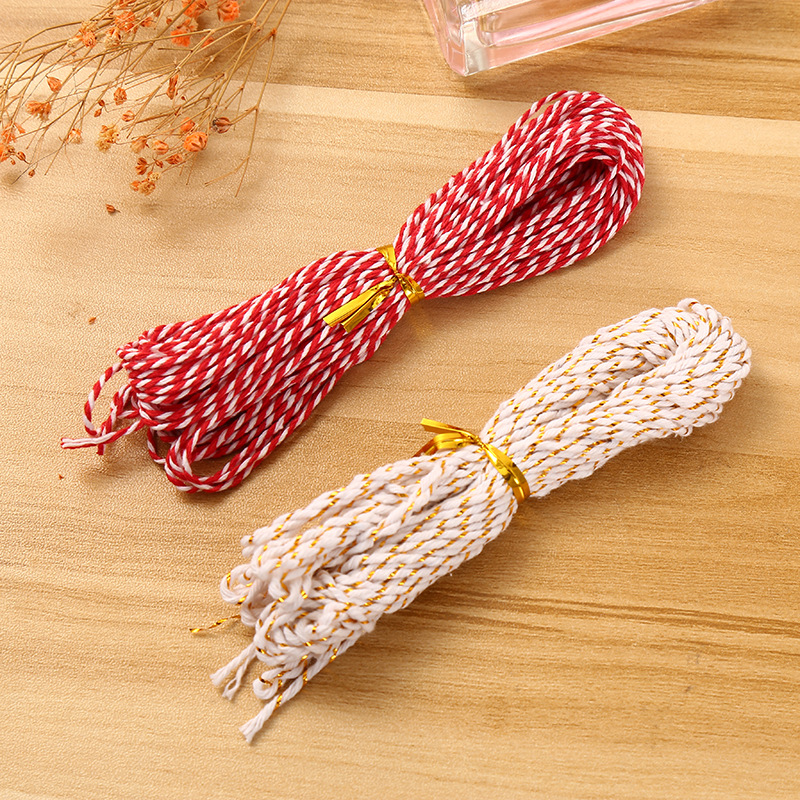 节日卡片亚马逊圣诞吊牌装饰绳子双股彩绳配饰一股10米 厂家直供