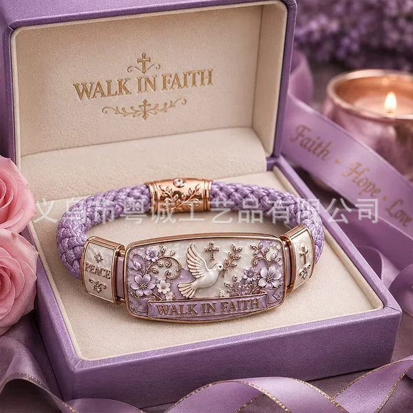 New Model of Independent Brand Peace Dove and Floral Enamel Bracelet, Romantic and Gentle Faith Style Handmade Woven Bracelet