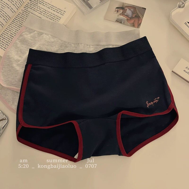 【Retro Aesthetics】Pure Cotton Women's Boxer Briefs, Mid-High Waist American-Style Sports Shorts
