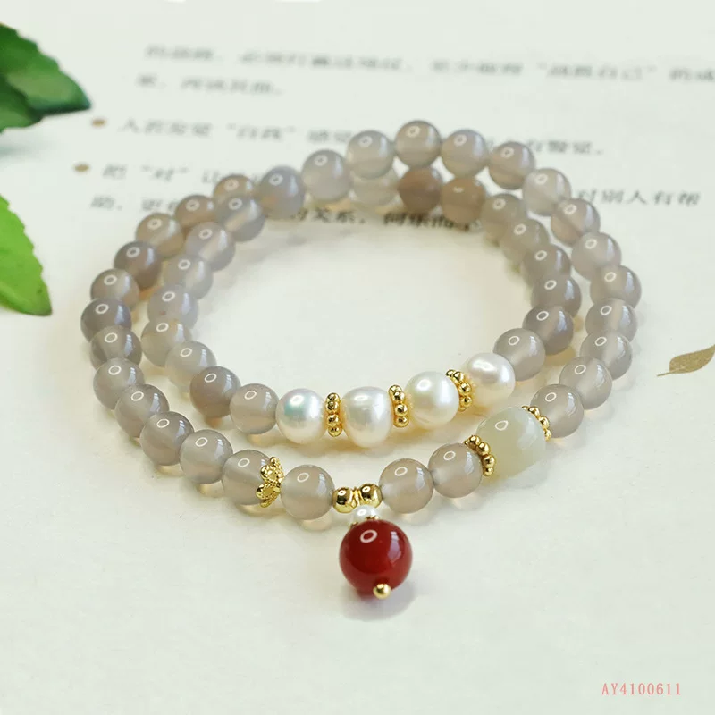 爱钰 Organic agate bracelet from pearl, wholesale