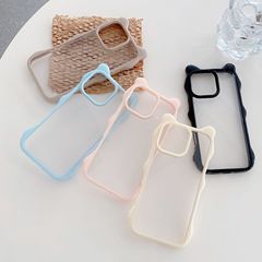 溝カップル猫耳適用iPhone16/15/14/13携帯ケース透明diy人体力学素材