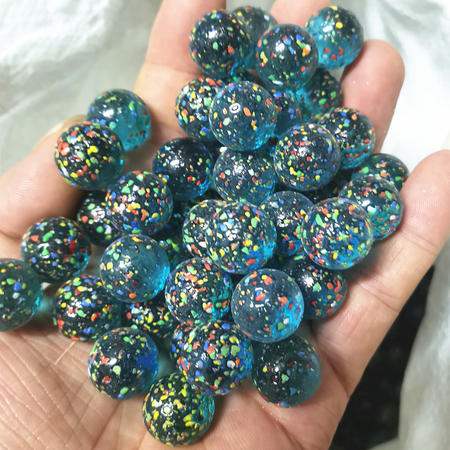16mm mármoles de vidrio al por mayor juguetes nostálgicos cuentas de vidrio juego de damas tienda binaria de vidrio perlas sueltas bola artesanal