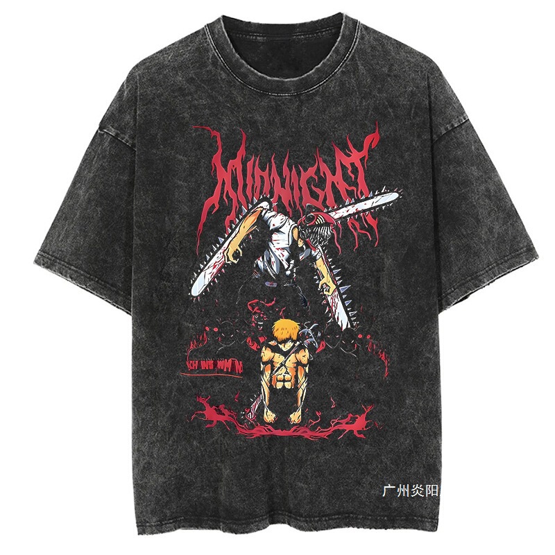 Graphic Retro Acid Wash Cotton T-Shirt Men Women Summer Casual Oversized T-Shirt Gym Workout Fitness Short Sleeve Top