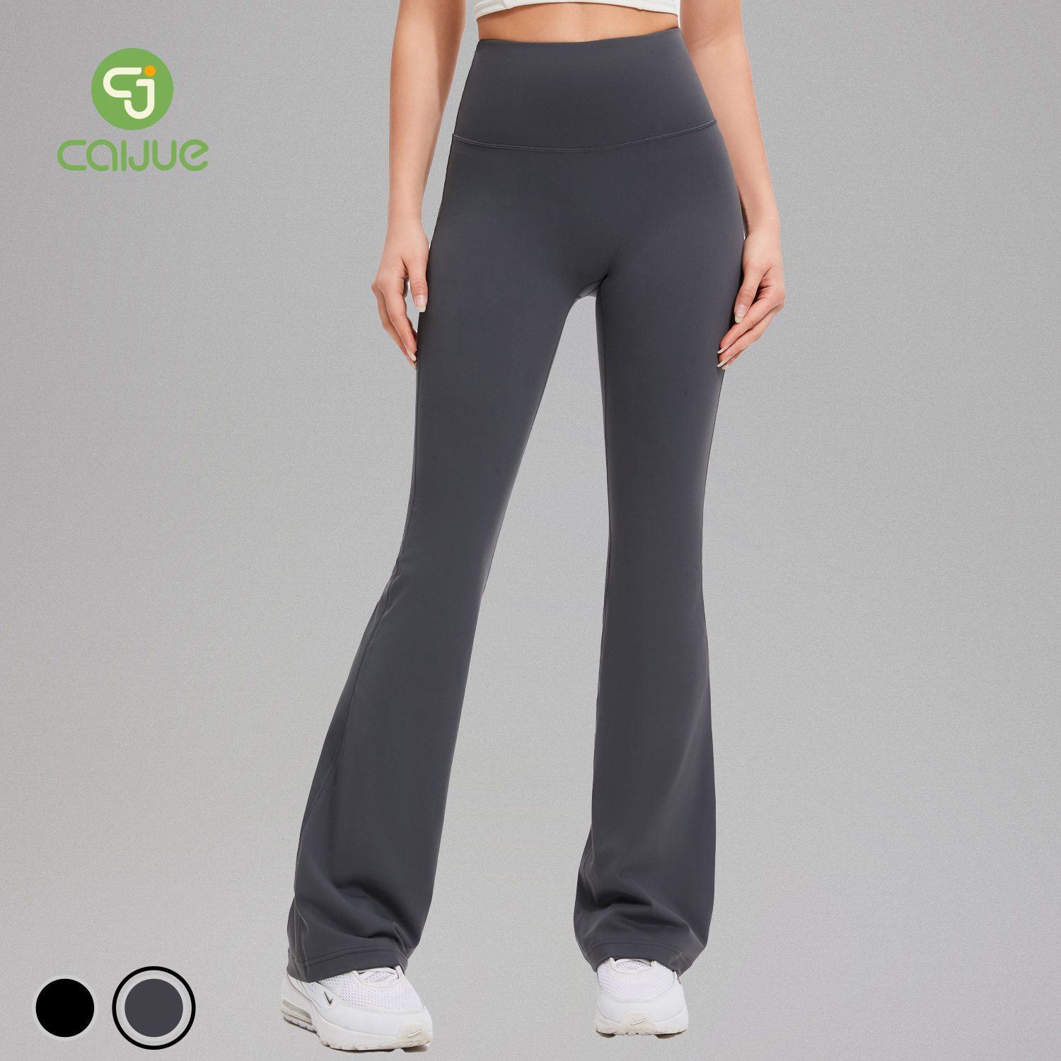 Caijue Extended New Style Leica High-Waisted Flared Fitness Pants for Women, Nude-Feel, Butt-Lifting, Slimming, Wide-Leg Yoga Pants