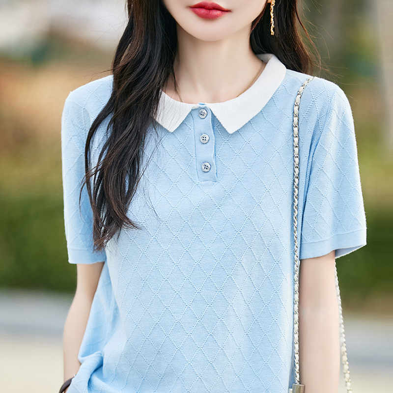 Wholesale Dropshipping Summer 26 Styles Round Neck Short-Sleeve Thin Pure Cotton Tops, Turn-Down Collar Half-Sleeve Solid Color Knit Shirts Versatile Wholesale Dropshipping Summer 26 Styles Round Neck Short-Sleeve Thin Pure Cotton Tops, Turn-Down Collar Half-Sleeve Solid Color Knit Shirts Versatile