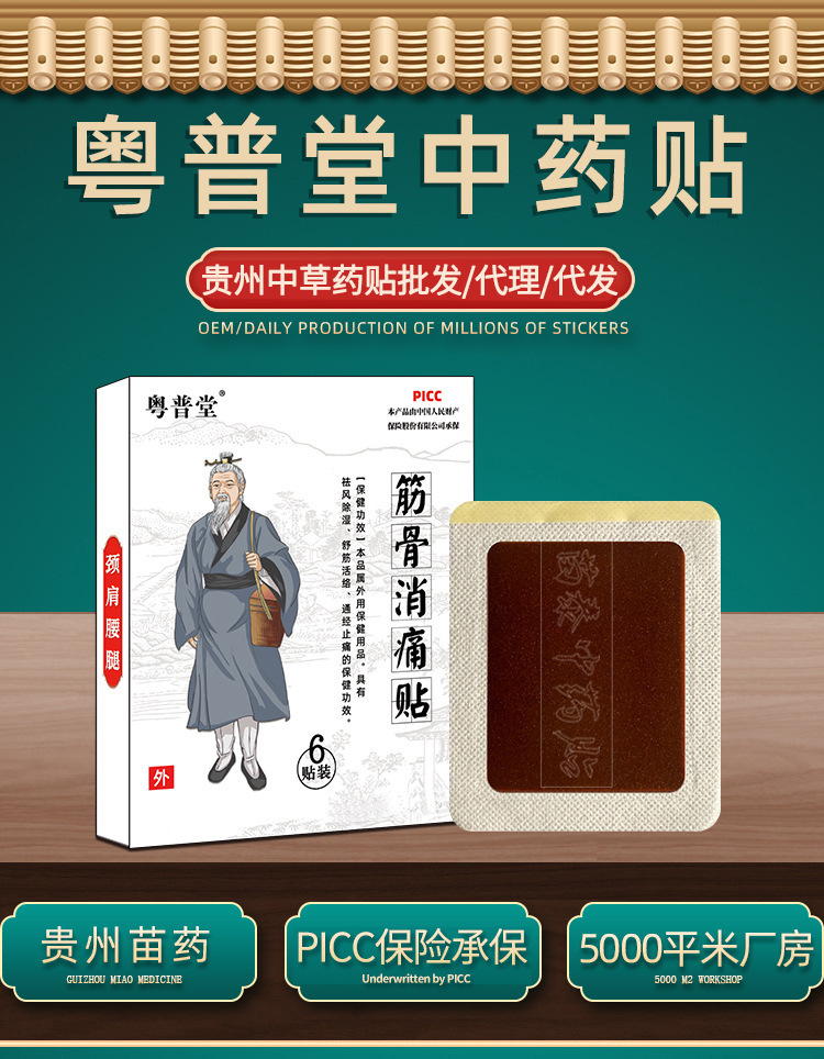 Jin Gu Xiao Tong Herbal Patch for Neck Shoulder Waist and Legs 6 Patches per Box key features