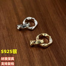 S925银立体方形扣时尚镶锆黄白两色可任意搭配项链