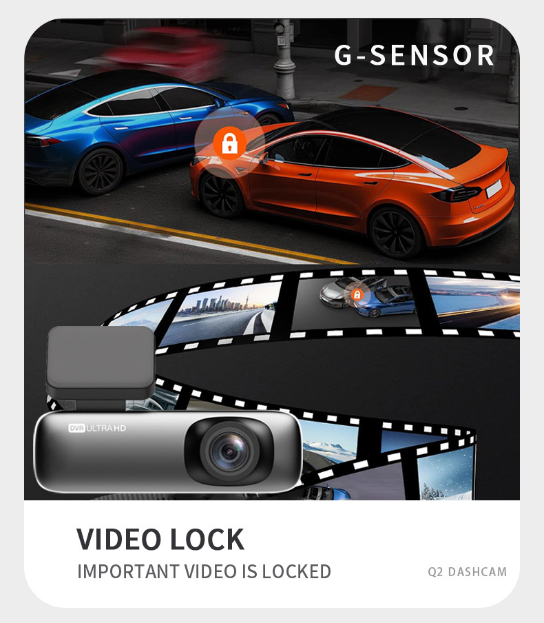2K+1K Front and Rear Dual Recording Hidden Dash Cam 1.47inch Car-Mounted Dual-Lens Wifi Recorder