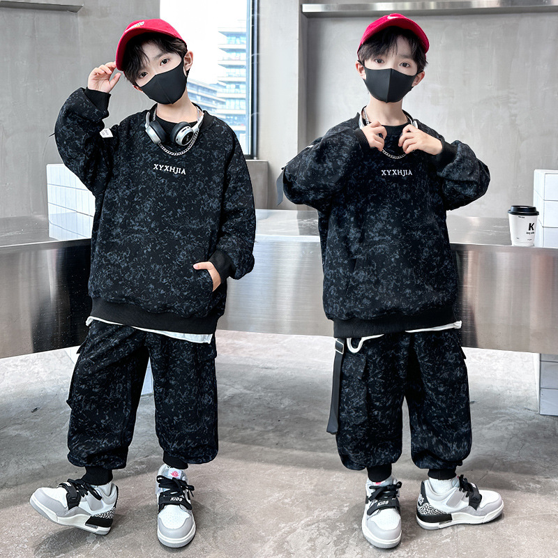 Children's clothing, sports suit 2024 new style, mid size children's spring and autumn styles, handsome boys' tie dye_voghion.com