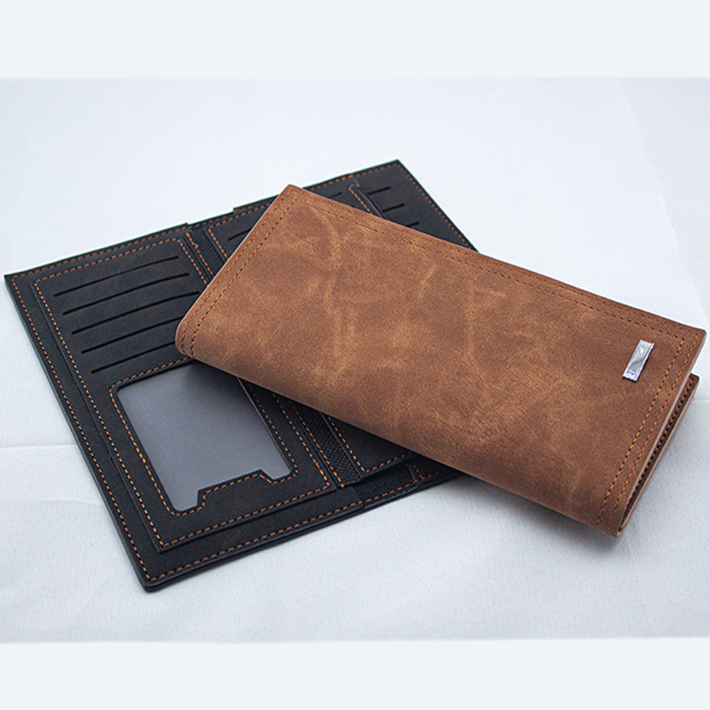 Men's Long Wallet with Side Zipper, Leather Wallet with Multiple Card Slots, Can Hold Driver's License, Vintage Style, Wholesale