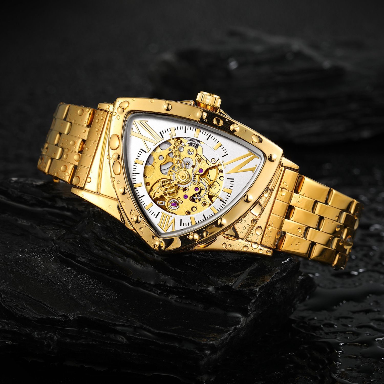 Gold steel white surface