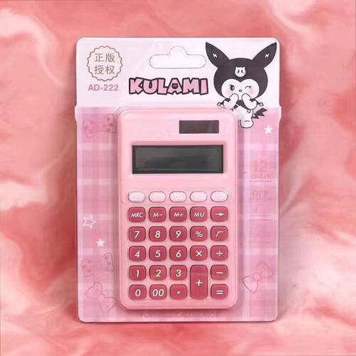Genuine Kuromi Solar Calculator Large Cute Portable 12-bit Computer for Primary School Students in Junior High Schools