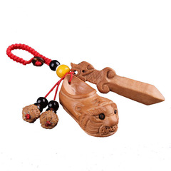 桃木虎頭鞋桃木劍鑰匙扣虎頭鞋掛件鑰匙圈掛飾包掛
