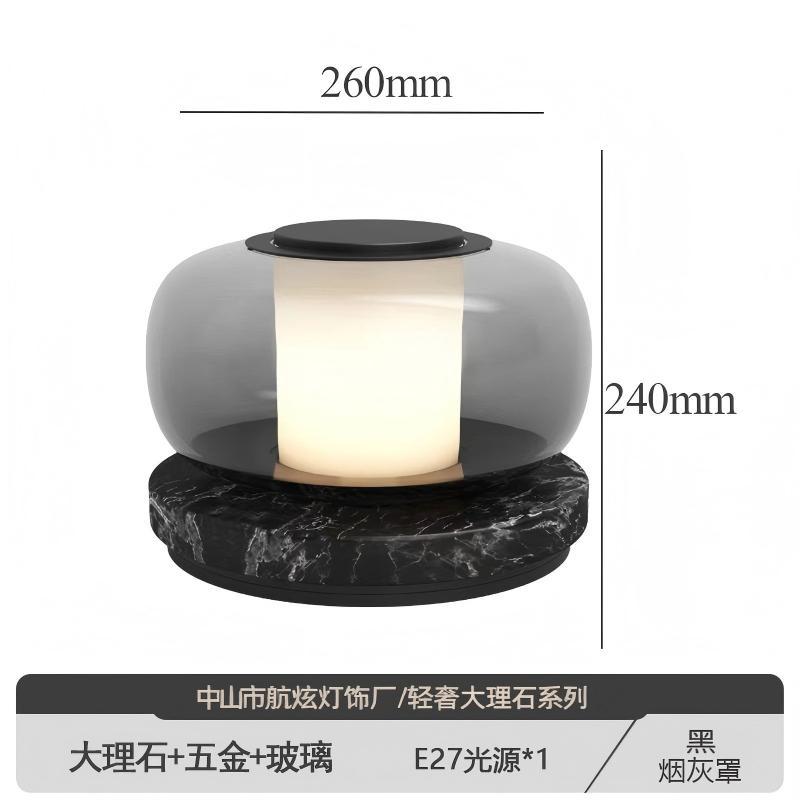 Diseñador de interiores de mármol de piedra de cueva natural moderno minimalista decoración de dormitorio de hotel residencial lámpara de escritorio de vidrio forjado