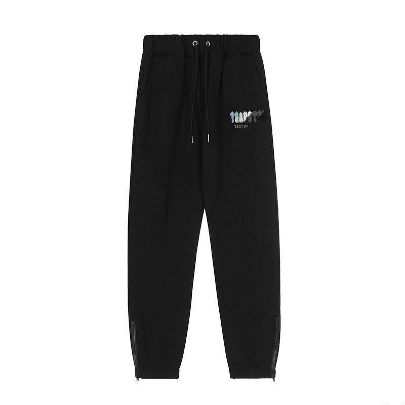 Trapstar marca de moda europea y americana azul, blanco, gris y negro bordado toalla forrado de lana hombres y mujeres pareja de alta calle traje de ocio