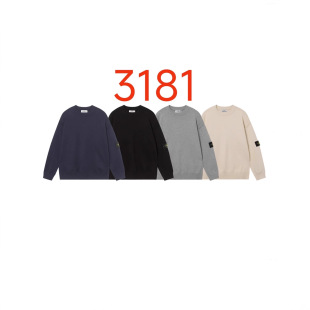 2025 Cross-Border Stone Island Spring Sweater Basic Classic Armband Couple Round Neck Pullover Men and Women Long Sleeves