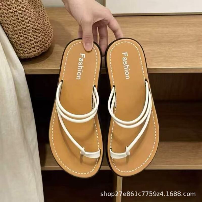 2026 New Style French-Style Thin Strap Flat Toe-Ring Sandals for Women, Summer Fairy Style Dual-Wear Single Strap Outdoor Sandals