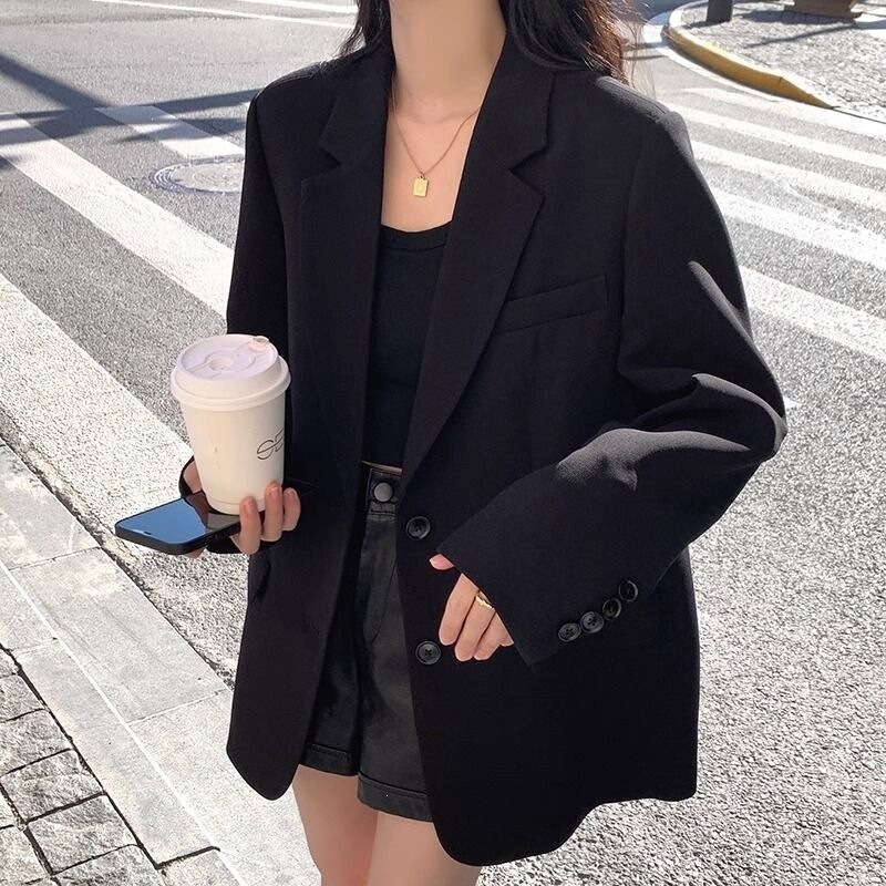 Black blazer for petite women, 2026 autumn new Korean style, trendy, high-end, casual, and elegant Black blazer for petite women, 2026 autumn new Korean style, trendy, high-end, casual, and elegant