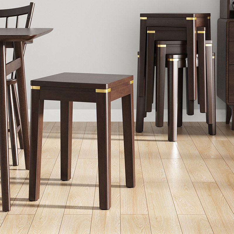 Solid Wood Small Stool Stackable Living Room Wooden Stool Chair Internet Celebrity Stool Household Square Stool Simple Dining Stool Dining Table Stool