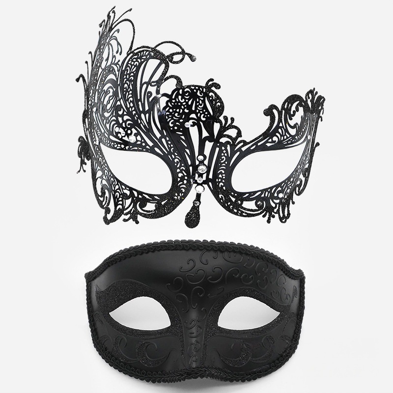 Amazon pop carnaval pareja máscara de baile de maquillaje hombre venecia máscara de halloween mitad cara pintada