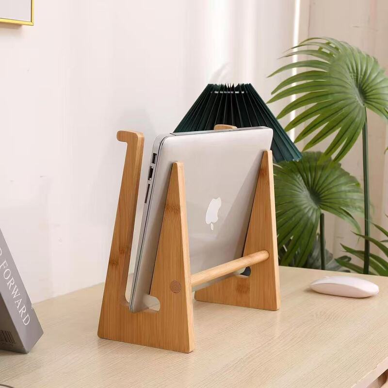 Solid Wood Laptop Gaming Stand, Elevated Shelf, Office Storage Rack, Cooling Base, Vertical Organizer