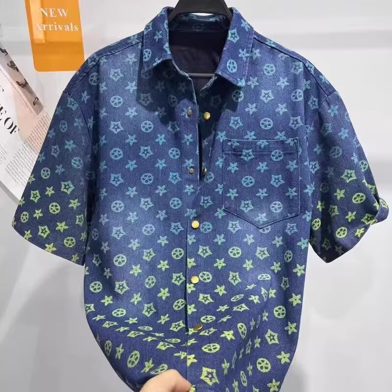 2025 Retro Shirt Men's Summer Hong Kong Style Student Loose Niche Design Interesting New Men's Tops for Outer Wear